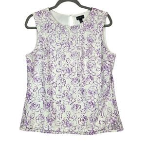 The Limited Floral Sheer Lace Top M White Purple Sleeveless Fairy Whimsy Tank